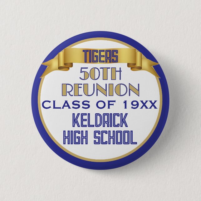 Cheers! 50th Class Reunion custom  Button (Front)