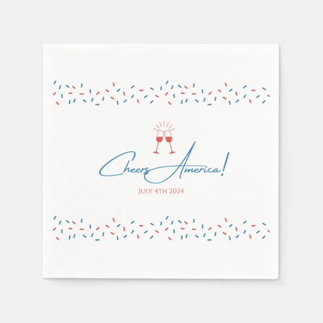 Cheers America! - July Fourth Cocktail Napkins (Front)