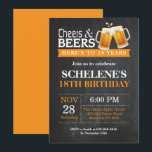 Cheers and Beers 18th Birthday Invitation Card<br><div class="desc">Cheers and Beers 18th Birthday Invitation Card. Adult Birthday. Orange. 16th 18th 20th 21st 30th 40th 50th 60th 70th 80th 90th 100th. Any Age. For further customization,  please click the "Customize it" button and use our design tool to modify this template.</div>