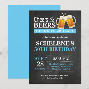 Cheers and Beers 30th Birthday Invitation Card