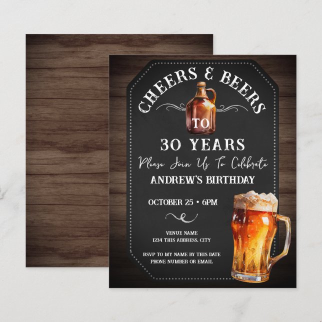 Cheers and Beers 30th Birthday Party Budget (Front/Back)