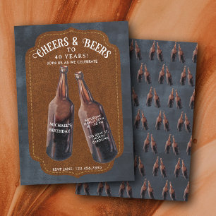 Cheers and Beers 40th Beer Birthday Party Invitation
