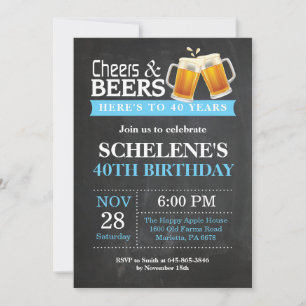 Cheers and Beers 40th Birthday Invitation Card