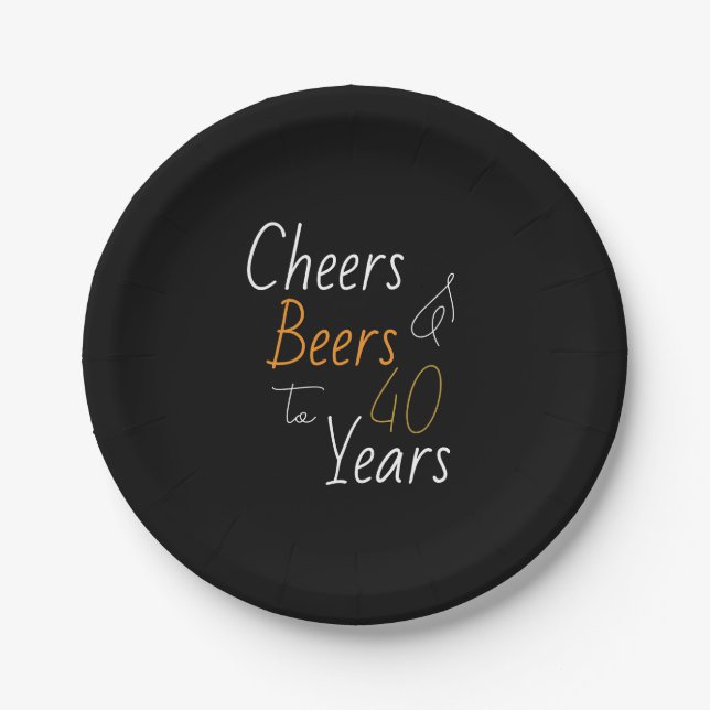 Cheers and Beers 40th Birthday Paper Plate (Front)