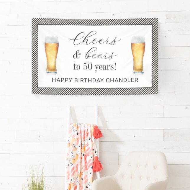 Cheers and Beers 50th Birthday Banner (Insitu)
