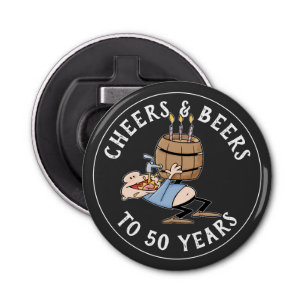 Cheers And Beers 50th Birthday Black And White Bottle Opener