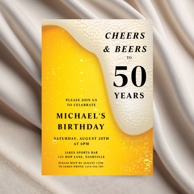 Cheers And Beers 50th Birthday Invitation (Cheers And Beers 30th Birthday Invitation)
