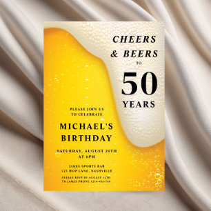 Cheers And Beers 50th Birthday Invitation