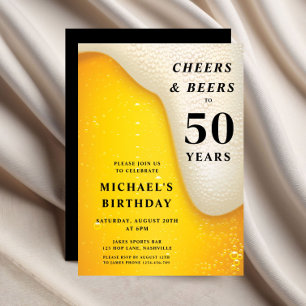 Cheers And Beers 50th Birthday Invitation