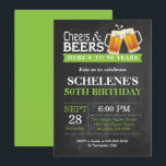 Cheers and Beers 50th Birthday Invitation Card<br><div class="desc">Cheers and Beers 50th Birthday Invitation Card. Adult Birthday. Green. 16th 18th 21st 30th 40th 50th 60th 70th 80th 90th 100th. Any Age. For further customization,  please click the "Customize it" button and use our design tool to modify this template.</div>