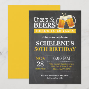 Cheers and Beers 50th Birthday Invitation Card
