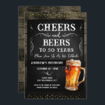 Cheers and Beers 50th Birthday Party Budget Invitation<br><div class="desc">Cheers and Beers Birthday Invitations. Easy to personalize. All text is adjustable and easy to change for your own party needs. Chalkboard and rustic wood background elements. Fun Chalkboard swirls and flourishes. Watercolor beer mug. Invitations for him. Bar or backyard BBQ birthday design. Any age, just change the text. evite,...</div>