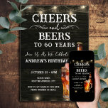 Cheers and Beers 60th Birthday Bar Lights Invitation<br><div class="desc">Cheers and Beers Birthday Invitations. Easy to personalize. All text is adjustable and easy to change for your own party needs. String lights rustic background elements. Fun Chalkboard swirls and flourishes. Watercolor beer mug. Invitations for him. Bar or backyard BBQ birthday design. Any age,  just change the text.</div>