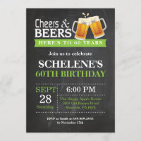 Cheers and Beers 60th Birthday Invitation Card