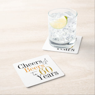 Cheers and Beers 60th Birthday Party Square Paper Coaster
