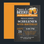 Cheers and Beers 80th Birthday Invitation Card<br><div class="desc">Cheers and Beers 80th Birthday Invitation Card. Adult Birthday. Orange. 16th 18th 21st 30th 40th 50th 60th 70th 80th 90th 100th. Any Age. For further customization,  please click the "Customize it" button and use our design tool to modify this template.</div>