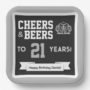 Cheers and Beers Adult Football Birthday Party Paper Plate