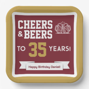 Cheers and Beers Adult Football Birthday Party Paper Plate