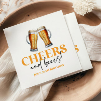 Cheers and Beers Beer Glass Birthday Party Napkin