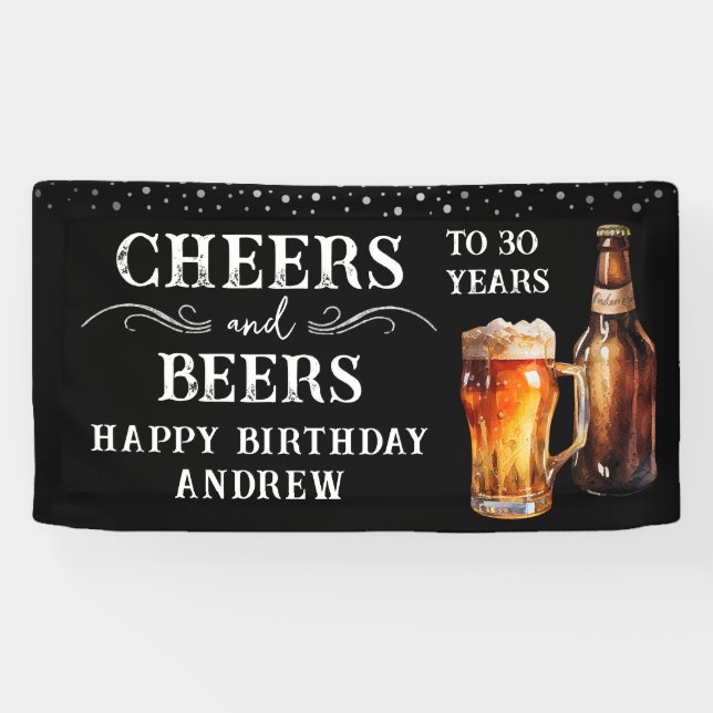 Cheers and Beers Birthday Banner (Horizontal)