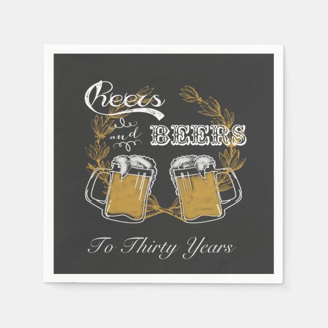 Cheers and Beers Birthday Napkin (Front)