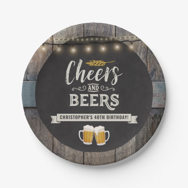 Cheers and Beers Birthday  Paper Plate (Front)
