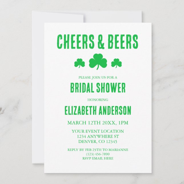 Cheers and Beers Bridal Shower Invitation (Front)