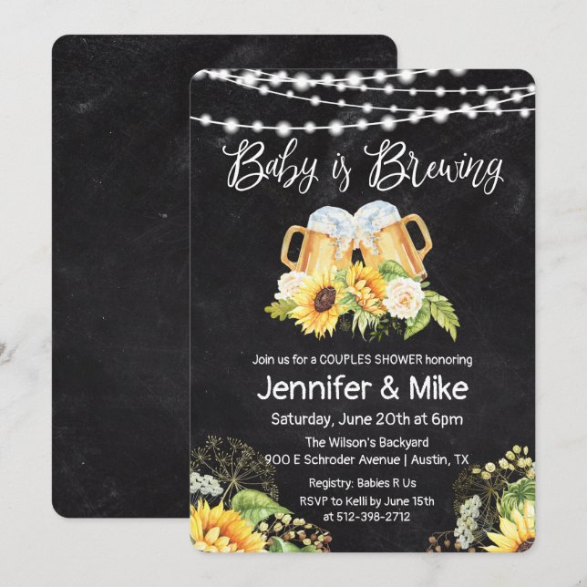 Cheers and Beers Chalkboard Couples Shower Invitation (Front/Back)