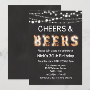 Cheers and Beers Chalkboard Invitation