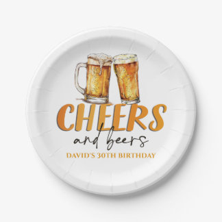 Cheers and Beers Glass Birthday Party Paper Plates