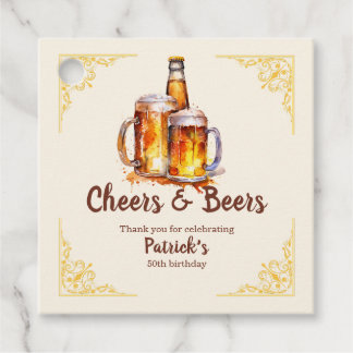 Cheers and Beers Glass Bottle 50th Birthday Favour Tags