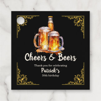 Cheers and Beers Glass Bottle 50th Birthday Favour Tags