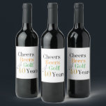 Cheers and Beers Golf 40th Birthday Party Wine Label<br><div class="desc">This is a cool and modern, 40th birthday, golf party design. It is a simple, minimal design, in classic black and white with gold, orange and green coloured typography. Perfect for a cool and fun, golf and beer themed, 40th birthday party. This design is fully customizable, simply use the personalize...</div>