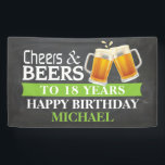 Cheers and Beers Happy 18th Birthday Banner Green<br><div class="desc">Cheers and Beers Happy 18th Birthday Banner Green. For further customization,  please click the "Customize it" button and use our design tool to modify this template.</div>