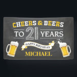 Cheers and Beers Happy 21st Birthday Banner<br><div class="desc">Cheers and Beers Happy 21st Birthday Banner. For further customization,  please click the "Customize it" button and use our design tool to modify this template.</div>
