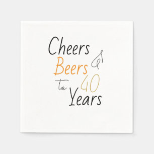Cheers and Beers Minimal 40th Birthday Party Napkin