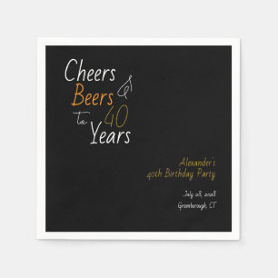Cheers and Beers Personalized 40th Birthday Napkin