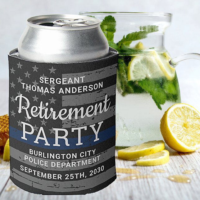 Cheers And Beers Personalized Police Retirement  Can Cooler (Creator Uploaded)
