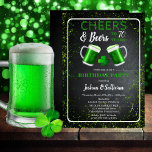Cheers and Beers St. Patricks 70th Birthday Party Invitation<br><div class="desc">Celebrate a special someone's birthday in style with this rustic "Cheers and Beers" chalkboard and foaming green beer mugs barroom look "Birthday Party" design with green confetti dots.  Composite design by Holiday Hearts Designs (rights reserved).</div>