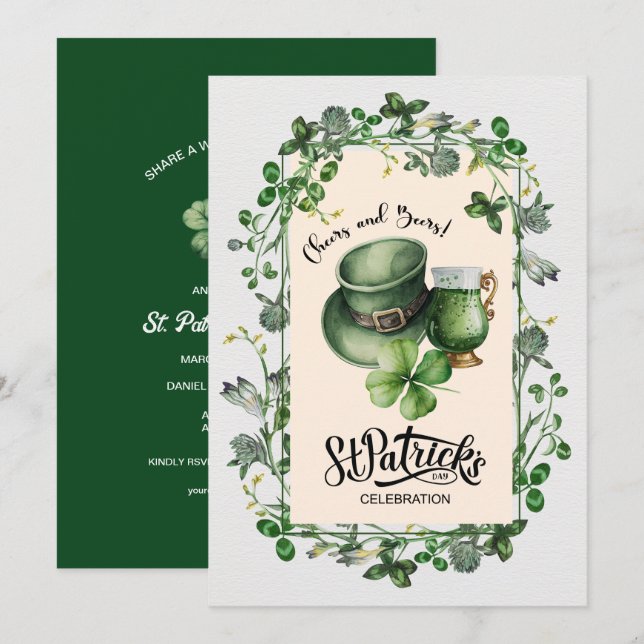 Cheers and Beers. St. Patrick's Celebration Invita Invitation (Front/Back)