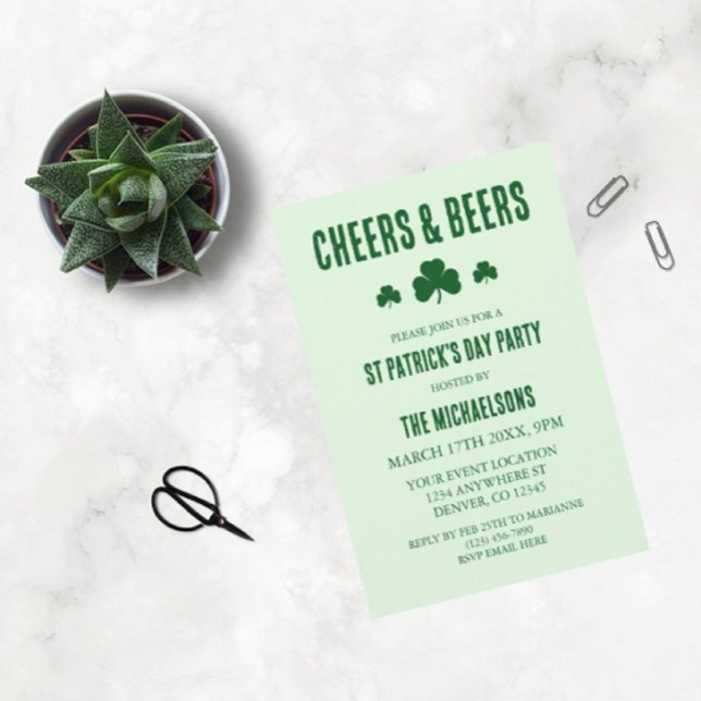 Cheers and Beers St Patrick's Day Party Invitation (Creator Uploaded)