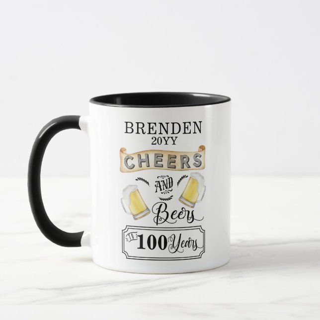Cheers and Beers to 100 Years Birthday Mug (Left)