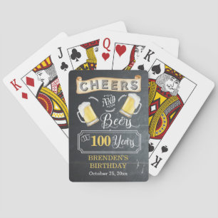 Cheers and Beers to 100 Years Birthday Party Playing Cards