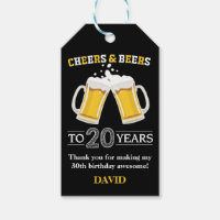 Cheers and Beers to 20 Years Gift Tags