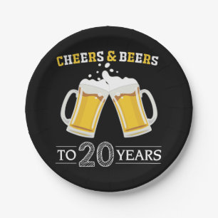 Cheers and Beers to 20 Years Paper Plate