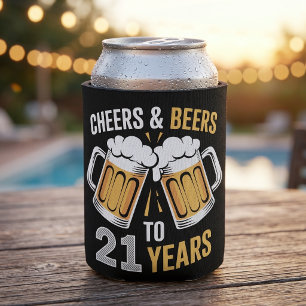Cheers and Beers to 21 Years 21st Birthday  Can Cooler