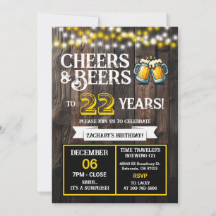 Cheers and Beers to 22 Years Surprise Brewery Invitation