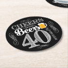 Cheers and Beers to 40 Years Drink Coasters
