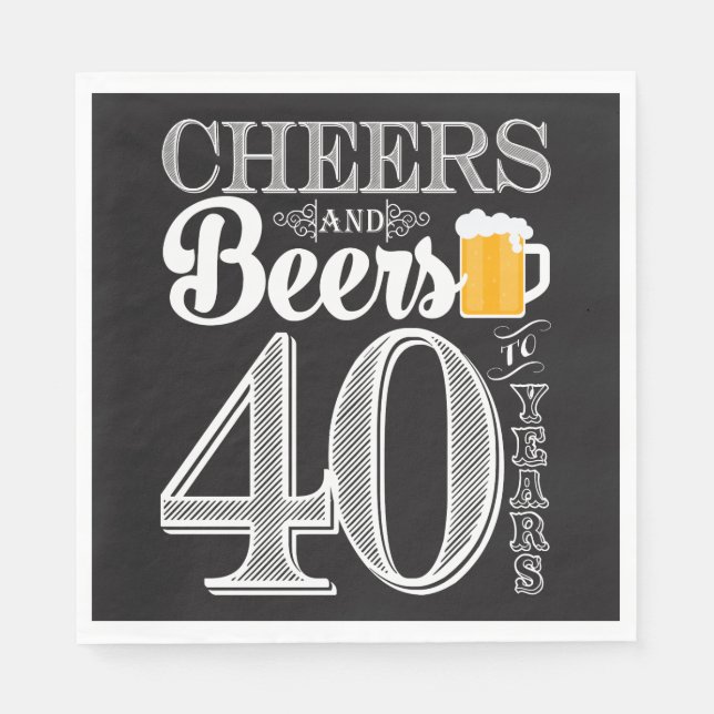 Cheers and Beers to 40 Years Luncheon Napkins (Front)