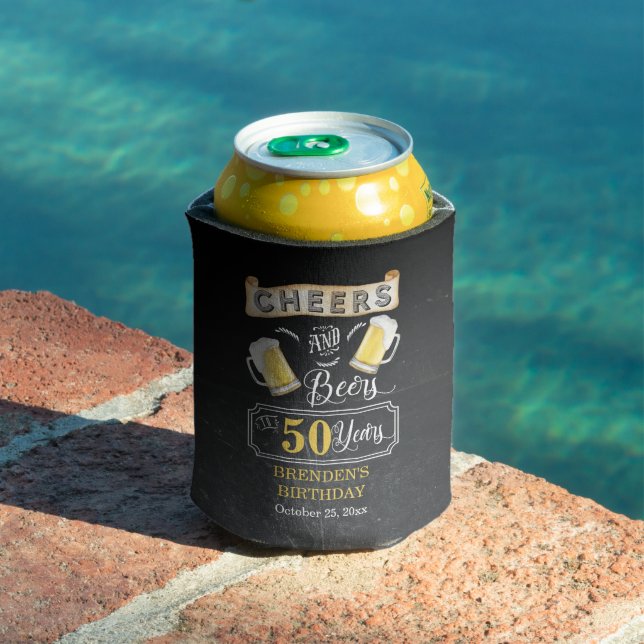 Cheers and Beers to 50 Years Birthday Party Can Cooler (In Situ Pool)
